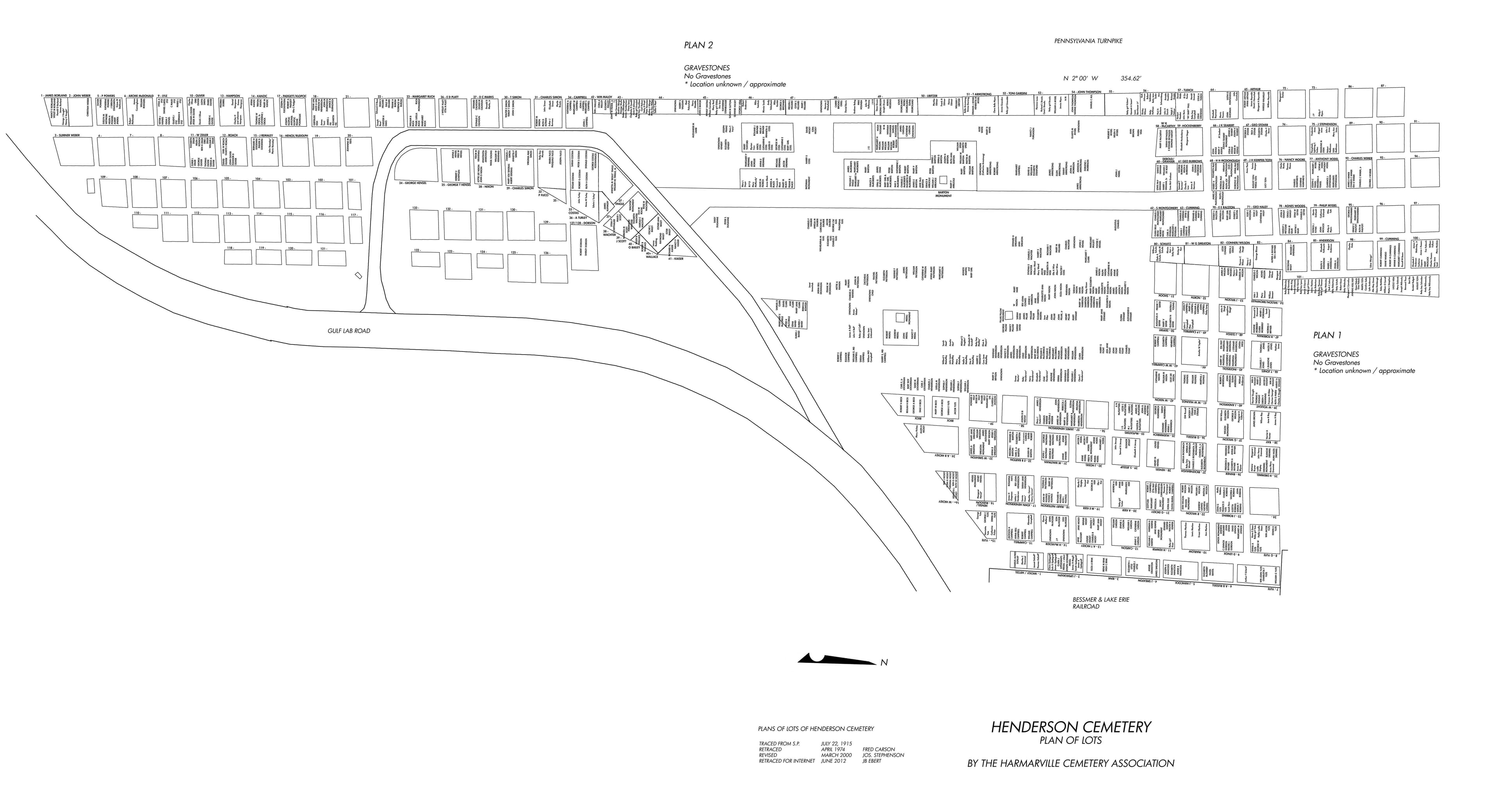 Detail of Henderson Cemetery plot map